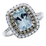 انگشتر طلا سفید با نگین توپاز و الماس مدل : rsf1028