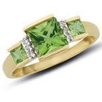 انگشتر طلا زرد با نگین زبرجد و الماس مدل :rsf1031