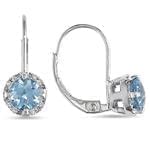 گوشواره طلا سفید با نگین توپاز و الماس مدل: EDF1028