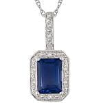 آویز طلا سفید با نگین یاقوت کبود و الماس تراش برلیان مدل: pdfe1020