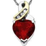 آویز قلب طلا زرد و سفید با نگین گارنت و برلیان مدل: pdfe1036
