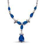 گردنبند طلا سفید با نگین یاقوت کبود و الماس تراش برلیان مدل: ndf1003