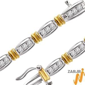 دستبند طلا زرد و سفید با نگین الماس مدل : bgf1028