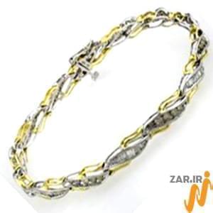 دستبند طلا زرد و سفید با نگین الماس مدل : bgf10351