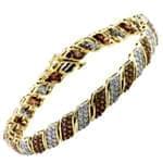 دستبند طلا زرد با نگین الماس تراش برلیان و گارنت مدل : bgf1048