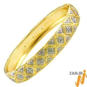 دستبند طلا زرد با نگین الماس مدل : bgf1075