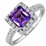 انگشتر طلاي سفيد با نگين آمتیس و الماس مدل : rgf1043