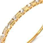 دستبند النگویی طلا زرد با نگین الماس تراش برلیان و باگت : مدل bgm1008