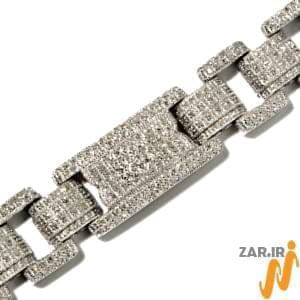 دستبند طلا سفید با نگین الماس مدل : bgf1107