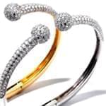 النگو طلا زرد و سفید با نگین الماس : مدل bgm1027