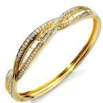 النگو طلا زرد با نگین الماس تراش برلیان و باگت: مدل bgm1029