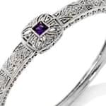 النگو طلا سفید با نگین الماس و آمتیس : مدل bgm1033