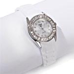 ساعت طلای سفید با نگین کوارتز