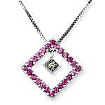 آویز طلای سفید با نگین الماس و یاقوت:مدل ewe1097