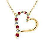 آویز طلای زرد با نگین الماس و یاقوت:مدل ewe1104