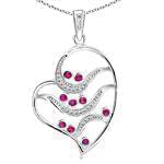 آویز طلای سفید با نگین الماس و یاقوت:مدل ewe1110