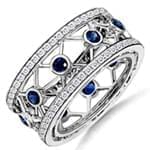 انگشتر طلای سفید با نگین یاقوت کبود و الماس تراش برلیان مدل : rgf1120