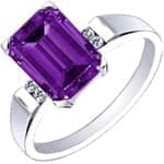 انگشتر طلای سفید با نگین آمتیس و الماس مدل : rgf1127