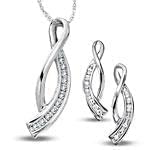 نیم ست طلا سفید با نگین الماس: مدل hgf1012