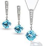 نیم ست طلا سفید با نگین توپاز: مدل hgf1013