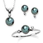 نیم ست طلا سفید با نگین مروارید و الماس: مدل hgf1015  