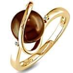 انگشتر طلای زرد با نگین مروارید و الماس: مدل rgf1136