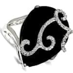 انگشتر طلای سفید با نگین انیکس و الماس: مدل rgf1141