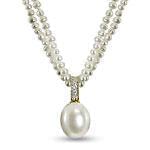 گردنبند طلا سفید با نگین مروارید و الماس: مدل ngf1020