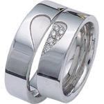 ست حلقه طلا سفید با نگین الماس تراش برلیان طرح پازل قلب مدل: srd1037