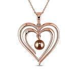 آویز طلای رزگلد با نگین برلیان و مروارید طرح قلب مدل: pdf1084