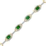 دستبند طلا سفید با نگین زمرد و الماس مدل:pdf1023