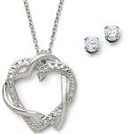 مدل نیم ست طلای سفید با نگین الماس تراش برلیان طرح قلب 