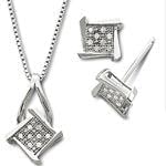 نیم ست طلای سفید با نگین الماس مدل: hsdf1020