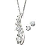 نیم ست طلای سفید با نگین الماس مدل: hsdf1021