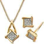 نیم ست طلای زردبا نگین الماس مدل: hsdf1025