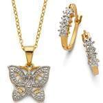 نیم ست طلای زرد با نگین الماس مدل: hsdf1027