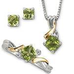 ست کامل طلا سفید با نگین زبرجد و الماس تراش برلیان مدل: sdf1038 