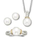 نیم ست طلای دو رنگ با نگین مروارید و برلیان مدل: sdf1039 