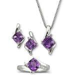 ست کامل طلا سفید با نگین آمتیس مدل: sdf1042 