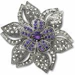 سنجاق سینه طلای سفید با نگین آمتیس مدل: bdf1008