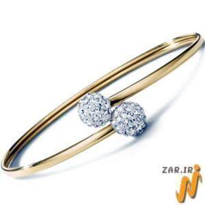 دستبند النگویی طلا زرد با نگین الماس مدل: bdf1033