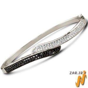 دستبند النگویی طلا سفید با نگین الماس مدل:bdf1036