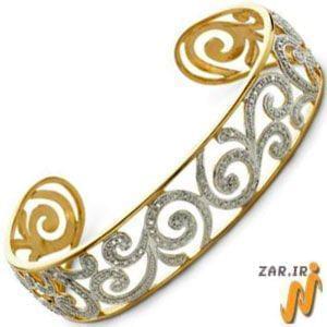 دستبند النگویی طلا زرد با نگین الماس مدل : bdf1044