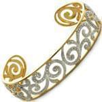 دستبند النگویی طلا زرد با نگین الماس مدل : bdf1044