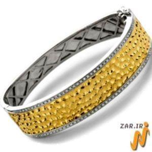 دستبند النگویی طلا زرد با نگین الماس مدل: bdf1045