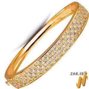 دستبند النگویی طلا زرد با نگین الماس مدل: bdf1046