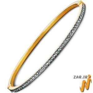 دستبند النگویی طلا زرد با نگین الماس مدل: bdf1048