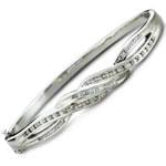 دستبند النگویی طلا سفید با نگین الماس مدل: bdf1054