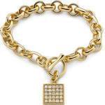 دستبند طلا زرد با نگین الماس تراش برلیان مدل: bdf1063