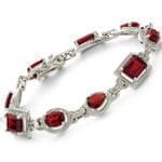 دستبند طلا سفید با نگین یاقوت قرمز و برلیان مدل: bdf1066